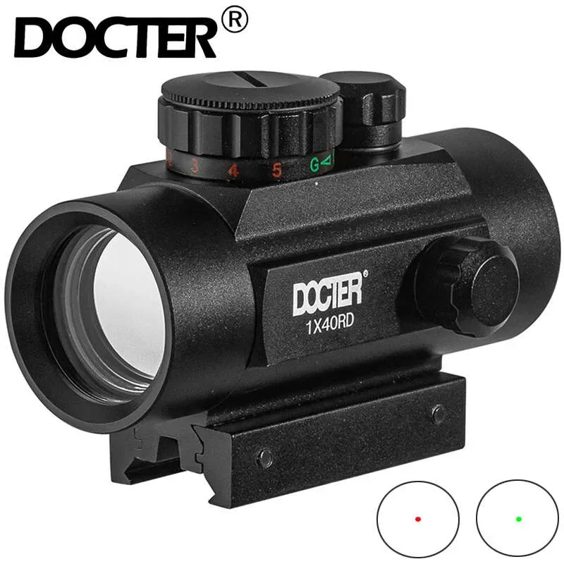 스코프 1x40 소총 전술 전술 빨간 점 범위 스코프 시력 사냥 홀로그램 녹색 점 시야 11mm 20mm 레일 마운트 콜리메이터 광경