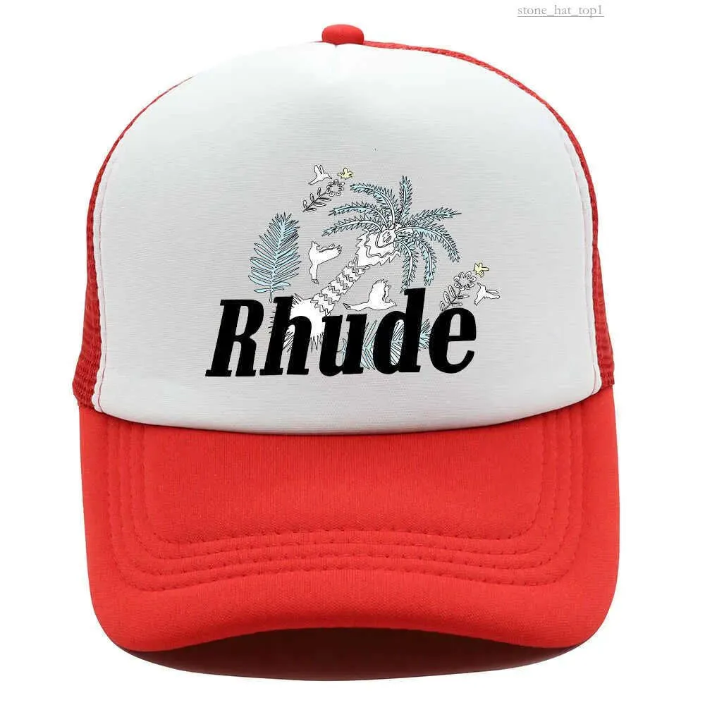 Rhude Hat Fashion Fashion Green Mesh Patchwork Baseball Cap Men Men Women Emelcodery Unisex Collection