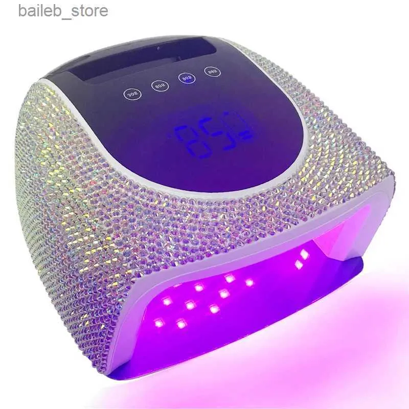 Nagelorter 96W UV LED -nagellampa med strass 19200mAh Protectable laddningsbara trådlösa nageljus med LED Touch Scree 4 timerinställning Y240419