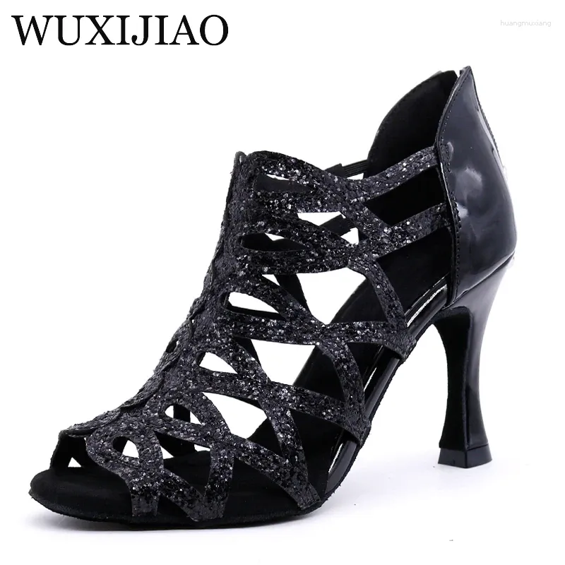 Sapatos de dança Wuxijiao Latin Women Waltz Salsa Ballroom Zapatos de Baile Latino Mujer Black Red para