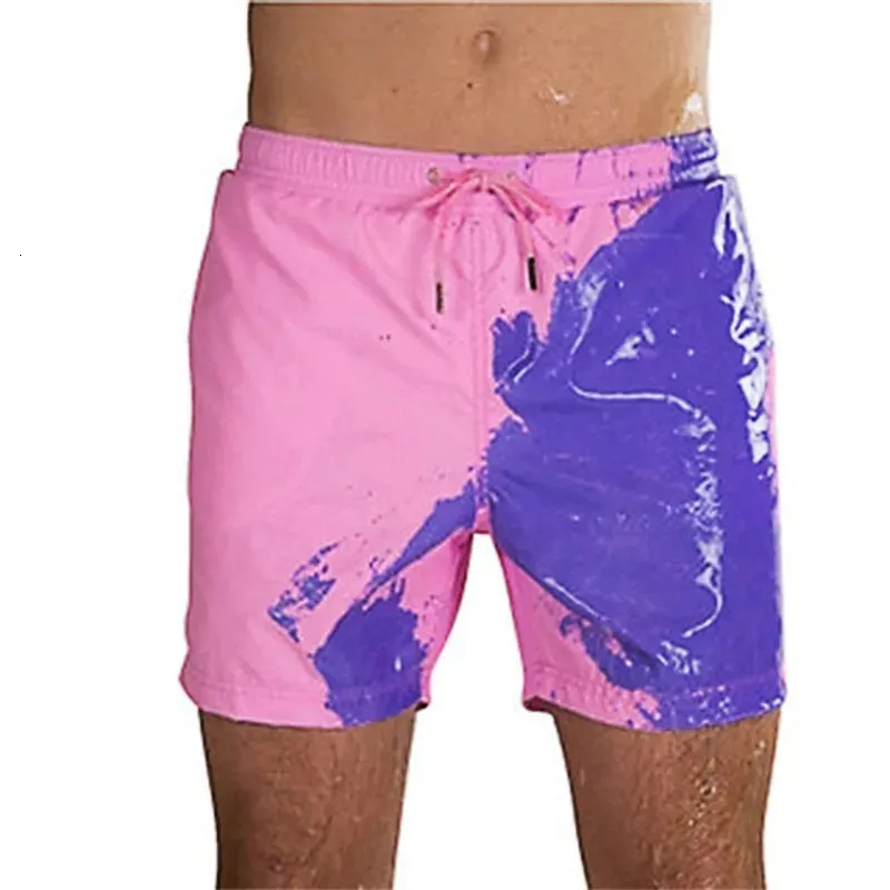 Cambio de pantalones cortos de natación para hombres Trajes de baño para niños Porteras de decoloración de agua Basques de natación de natación de playa de verano 240403