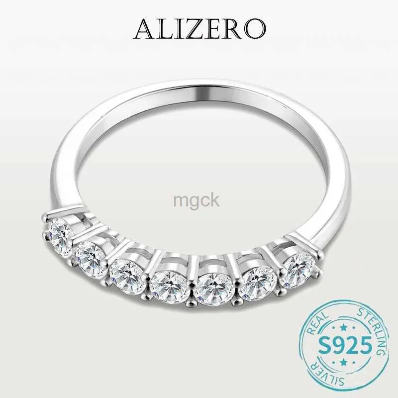 Anillos de boda Alizero 3 mm d color anillo de moissanite para mujeres Juego de novia de diamante espumoso con GRA 925 Sterling Sliver Colada de 18k Eternity Band 240419