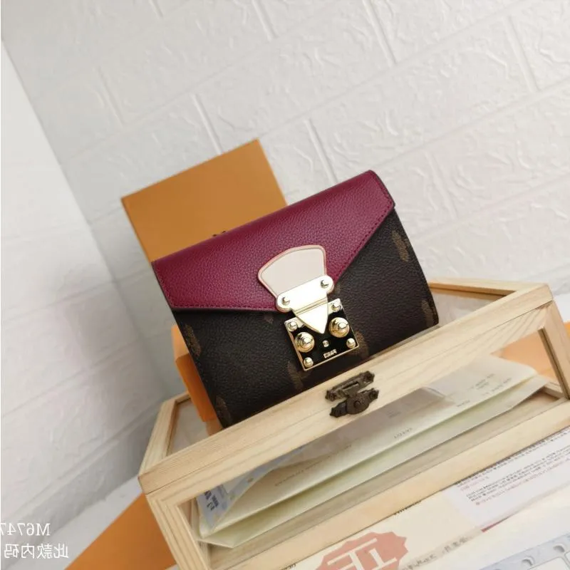 Louls Vutt Wallets Ladies Pallas Leather Holders Purse Bag本物の財布コントラストカラーカードバッグ革のLuxurysデザイナー旅行コインSP