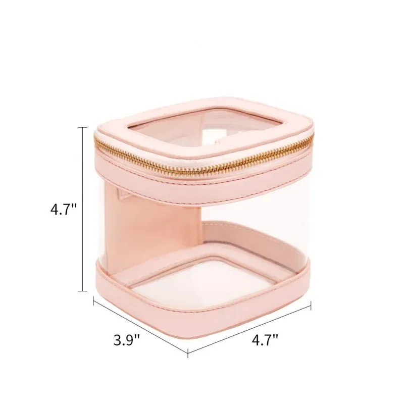 Case Rownyeon portatile Pink Clear Pvc Square Travel Make Up Borse Cosmetic Borse