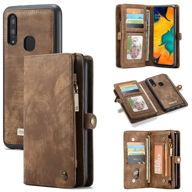 Plånböcker caseme original plånbokfodral för Samsung Galaxy A80 A20E A30 A40 A50 A70 2 i 1 avtagbart läderfodral för Samsung S10 5G