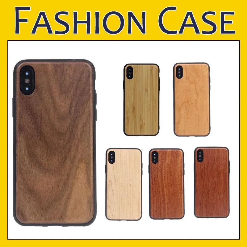 Real Wood Case TPU Arc Edge Wooden Cover Retro Protector Cases For iPhone 15 14 Plus 13 12 11 Xs Max 8 7 Plus