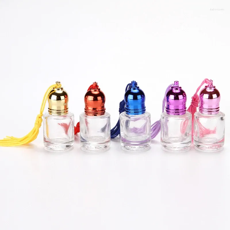 Storage Bottles Z42-5ML Small Clear Roll On Perfume Bottle Cylindrical Tassel Cover Oil 100PCS/LOT