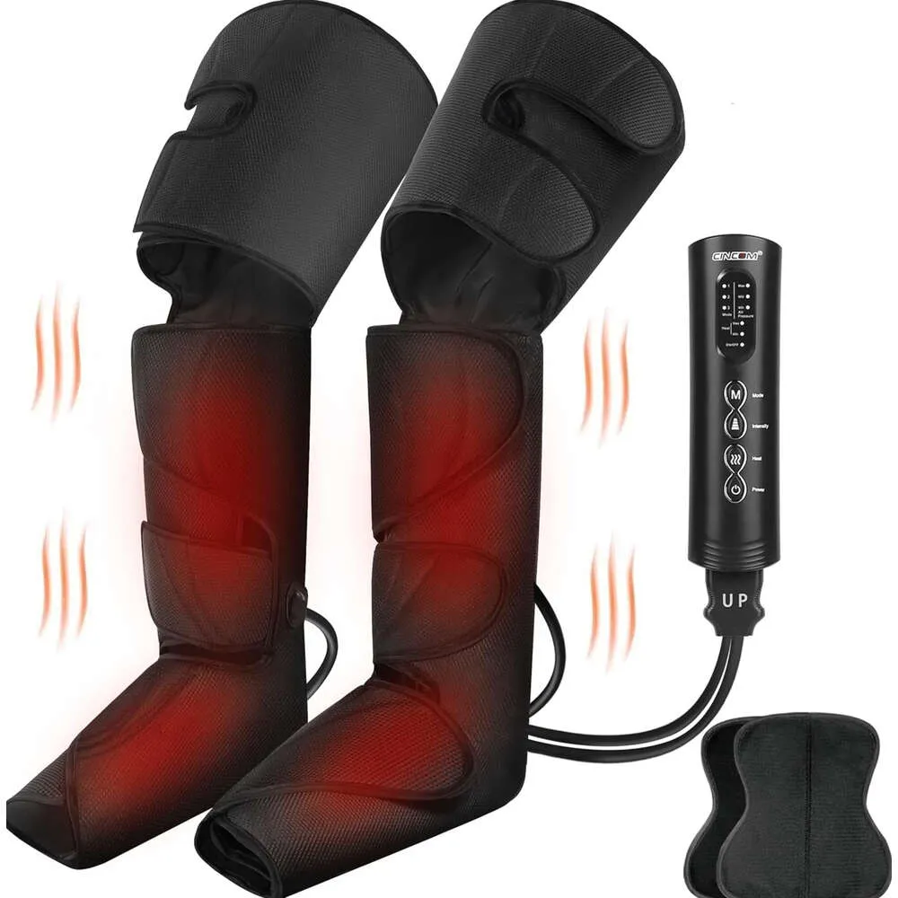 CINCOM Leg Massager with Heat - Air Compression Foot, Leg, and Thigh Massager for Circulation and Pain Relief - Handheld Controller for Customized Massage Experience