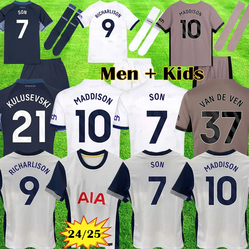 3xl 4xl 23 24 24 Son Richarlison Maddison Soccer Jerseys Porro Kulusevski Hojbjerg 2023 2024 2025 Romero Sarr Football Shirt Tottennamse Kit Bentancur Men Kids Set