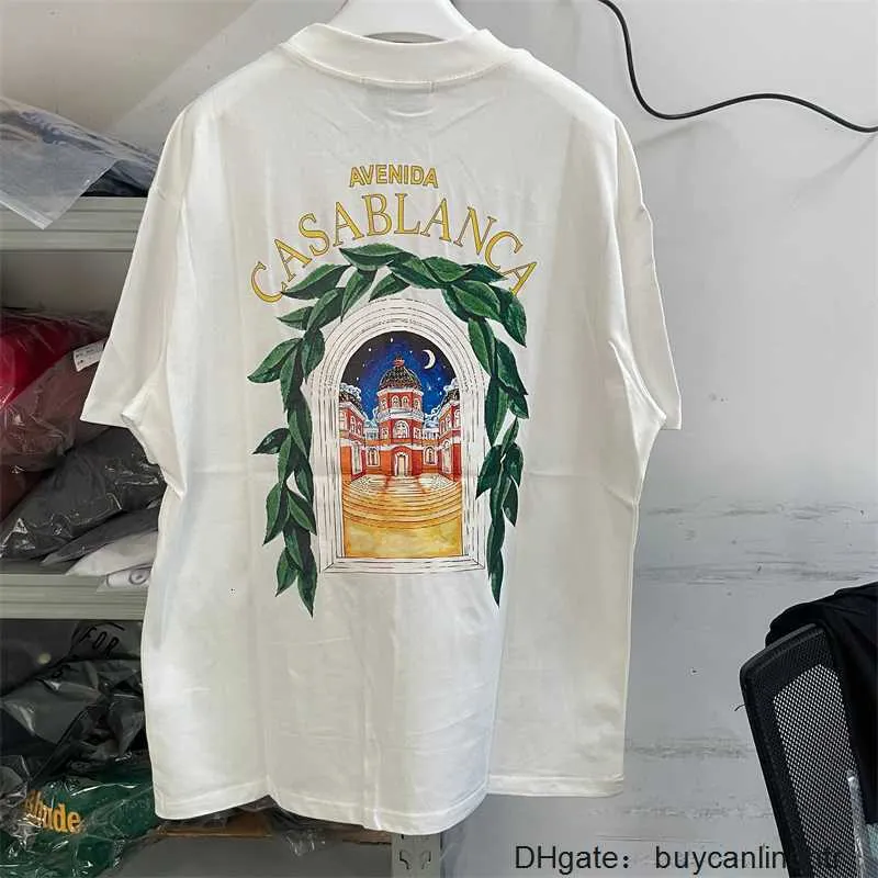 Tshirt maschili 2023 Summer Casablanca Tshirt Lettera di alta qualità Stampa a maniche corte Casa Blanca Cotton Slizia sciolta per uomini donne 230731 i2xx