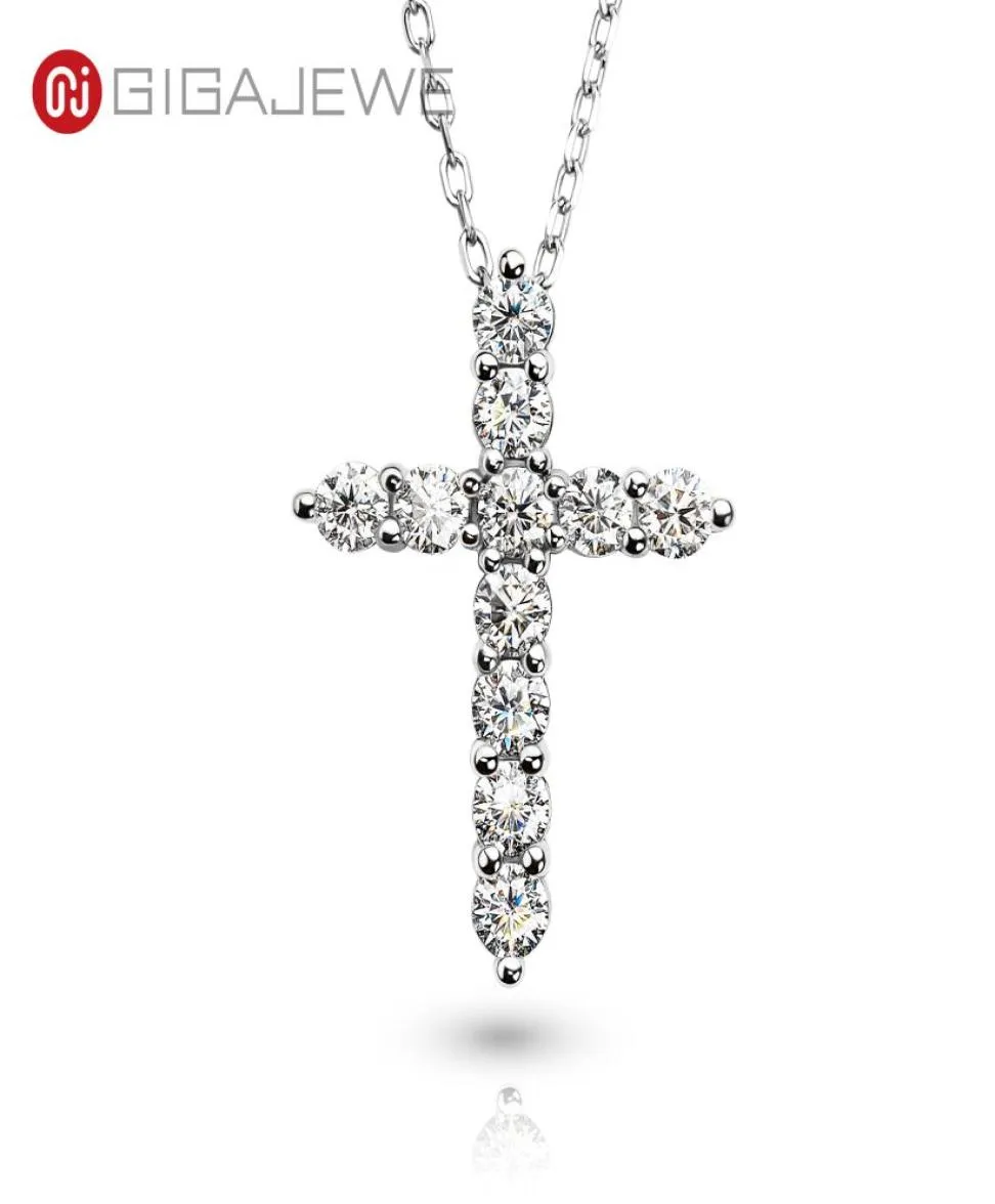 Gigajewe Totale 1,1 CT 3mmx11 Cutvvs1 Collana a pendente Moissanite 925 Silver Religious Cross Girlfriend Gift GMSN-0269774160