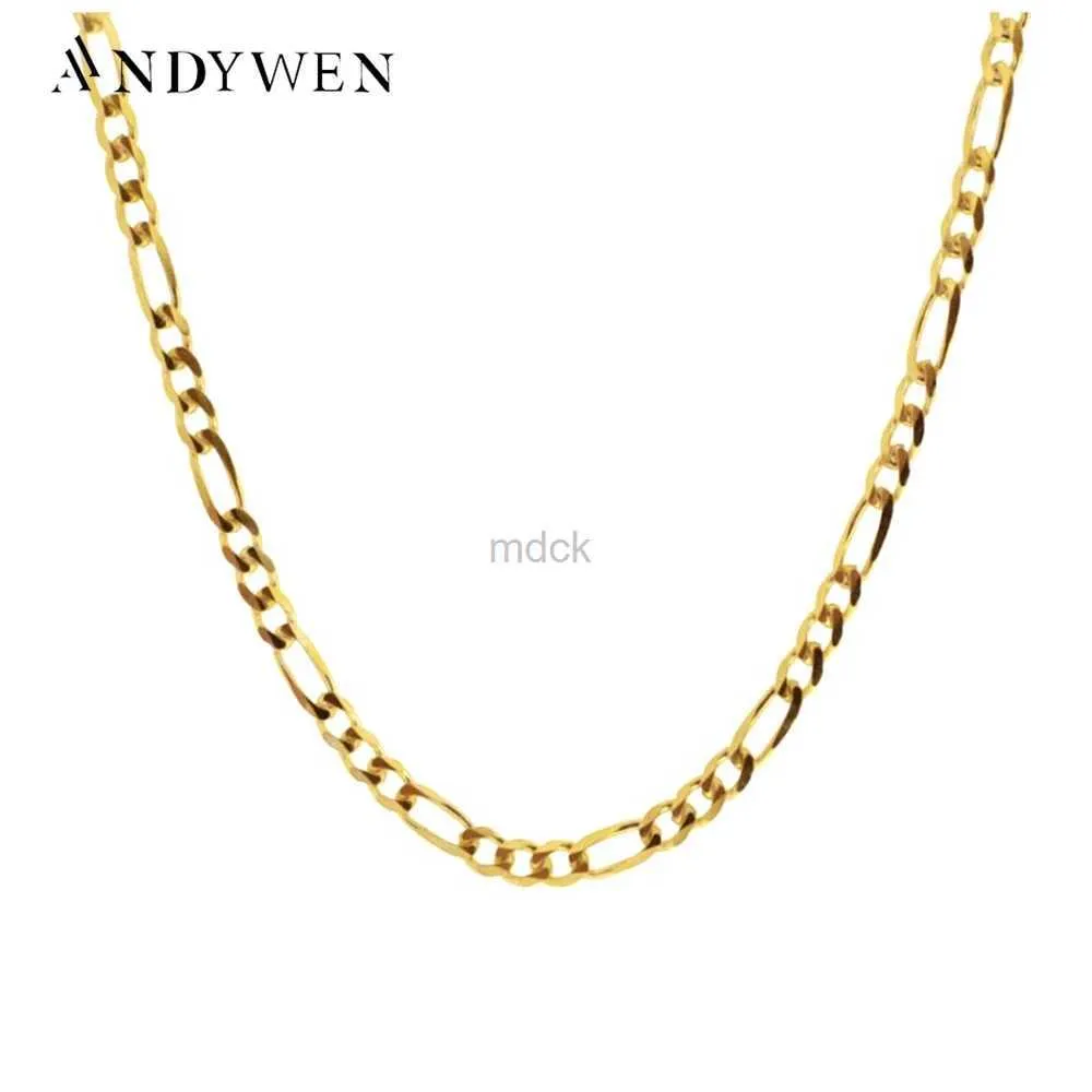 ペンダントネックレスAndywen 925 Sterling Silver Gold Chain Choker Luxury Circle Locker Necklace New 2021 Rock Punk Fashion Women Jewelly Jewels 240419