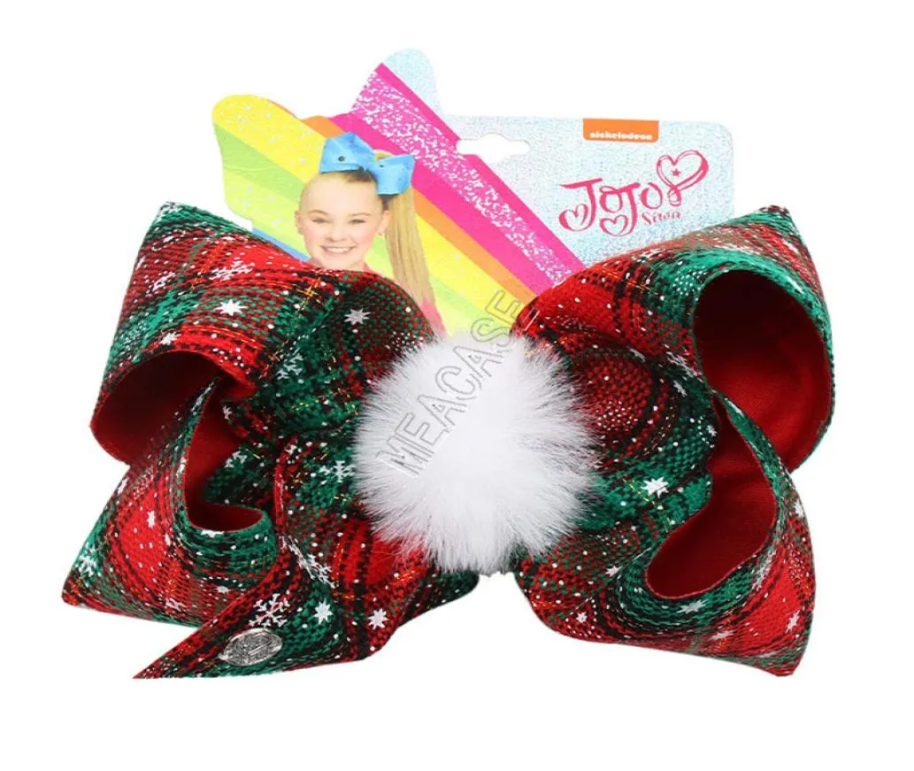 Christmas Plaid Bow Hairpin Kids Hair Clip JoJo Bowknot Hair Hair épingles avec pompoms grand arc épingle à bobby Barrette de Noël accessoires de cheveux 2882674