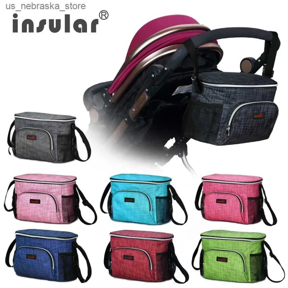 DIAPER Väskor Isolerade varumärke PORTABLE 600D Polyester Mommy Travel Baby Diaper Bag Hot Trolley Suspension Väska Arrangör Diaper Bag Q240418