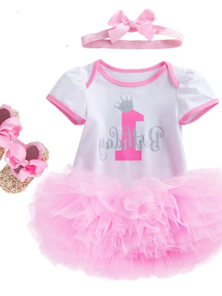 2024 Baby Summer Girl krótkie rękawy biały bawełniany kombinezon różowy buty do spódnicy tututu