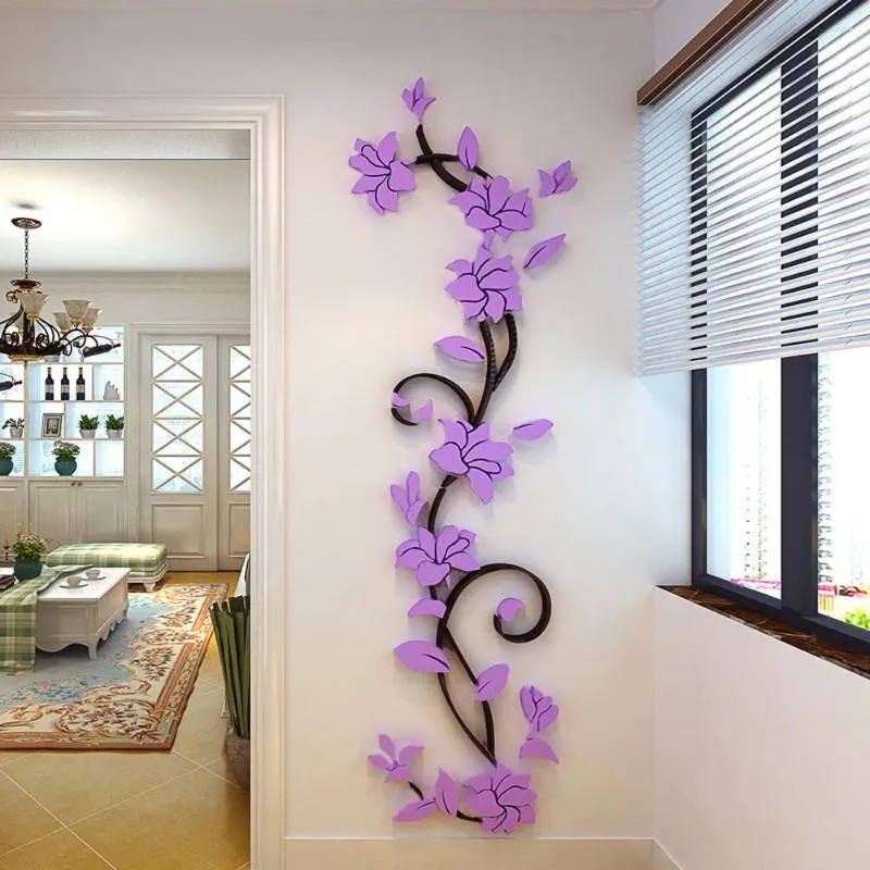Adesivos de parede criativos PVC PVC Decalques de magnólia fresca para a sala de estar TV Wallpaper grande removível Diy Art decoração