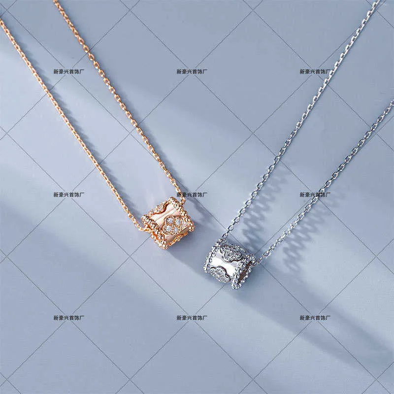 Designermarke Van High Edition Gloden Blattgras Kaleidoskop Halskette Damen Eingelegtes Kragenkette im minimalistischen Stil