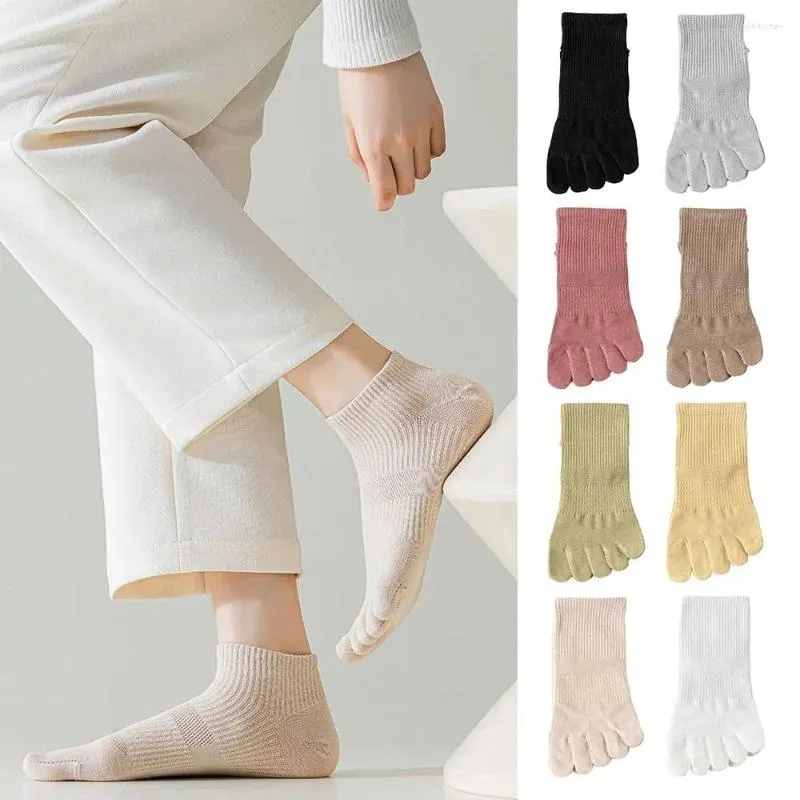 Women Socks 1 Pair Anti-slip Five Fingers With Separate Cotton Low Cut Ankle Solid Color Breathable Women's