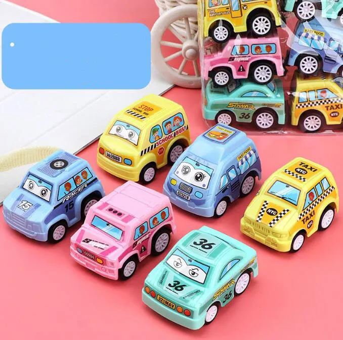 子供の漫画ミニ慣性プルバックカーセットおもちゃの車のバッグギフト