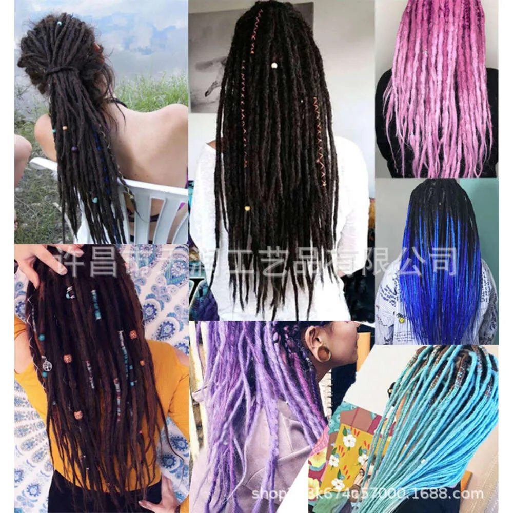 human curly wigs Reggie Jamaican synthetic wig with dirty braids crochet hair high-temperature silk dirty braids wig