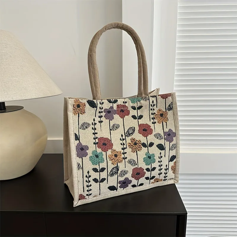 high class tote bag／jute deluxe-daily-use-jute-burlap-