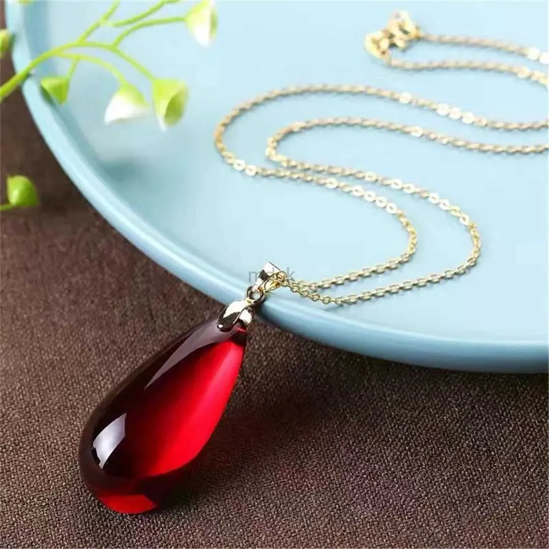 Pendant Necklaces Natural Ambier Pendent Necklace Silver Jewelry For Women Men Healing Crystal Beauty Love Gift Gemstone Beads Energy Stone AAAAA 240419