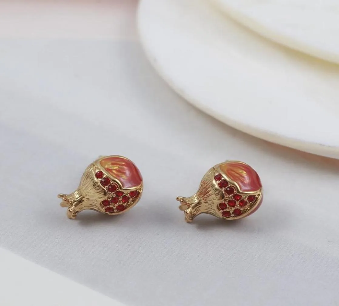 Étalon mignon bel fruit boucle d'oreille pour femmes grenade rouge vintage oreille juiveystud4603826