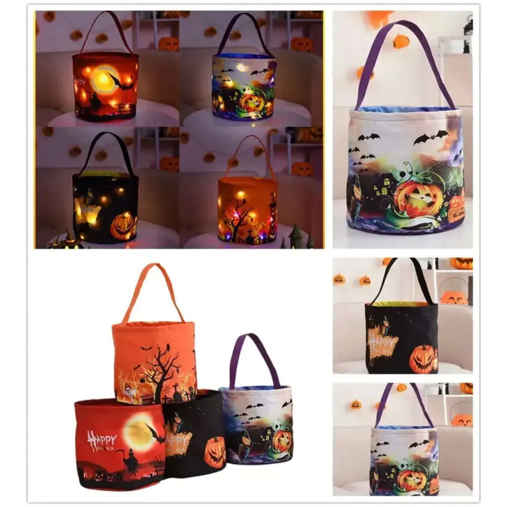 Baskets New Glowing Halloween Pumpkin Children's Candy Ghost Festival Bags Decorative Props 2023 Fast Delivery P0730