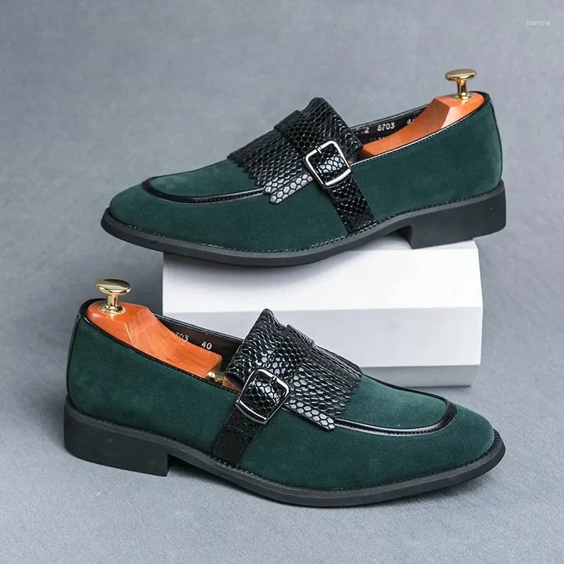Casual Shoes Classic Brand Men's Office Business Low Top Soft Soled Suede Leather Luxurious Green Loafers Non-Slip