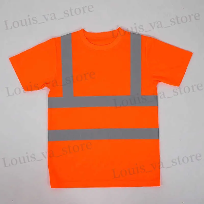 T-shirts masculins 2023 OutDoor Shirt Fluorescent haute visibilité Travail de sécurité Summer Summer Twirt T-shirt Reflective Vest T-shirt Rapide Dry T240419