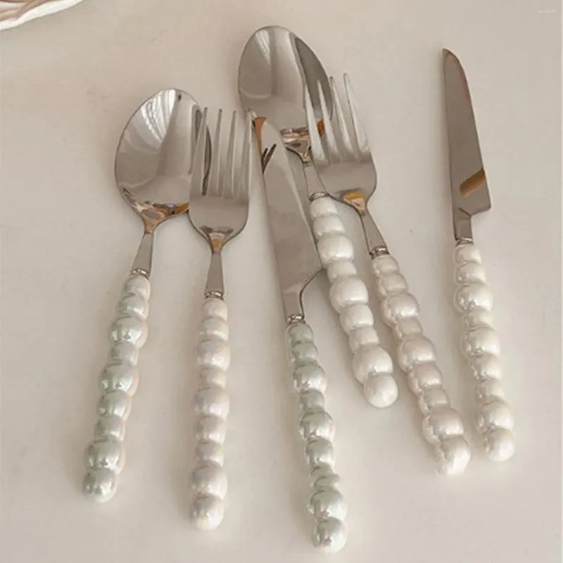 Set di stoviglie 3 pezzi europei per le posate di perle set creatività in acciaio inossidabile per posate per coltello a cucchiaio