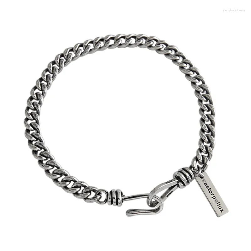 Link Armbänder S925 Sterling Silber Cool Vintage -Kette Anhänger Männer und Frauen mit Accessoires