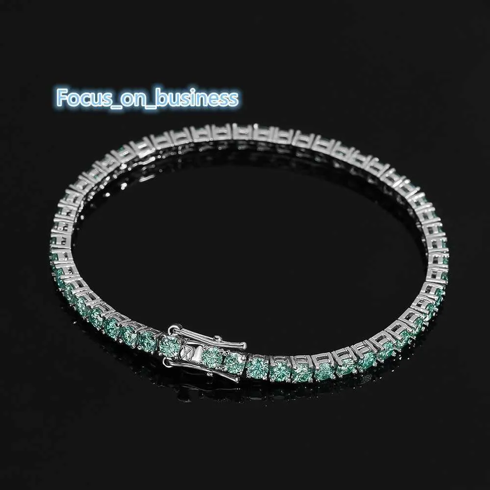 Factory Direct Sale GRA Certificate Rare Blue Moissanite Tennis Chain 925 Silver White Gold Tennis Armband Halsband