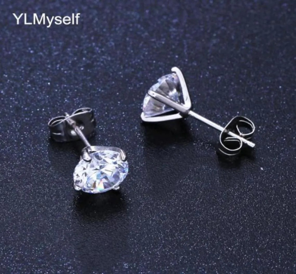 클래식 그레이트 레알 925 이어링 고급 포장 8mm 라운드 컷 CZ Crystal Jewelery Sterling Silver Stud Earring48093173675058