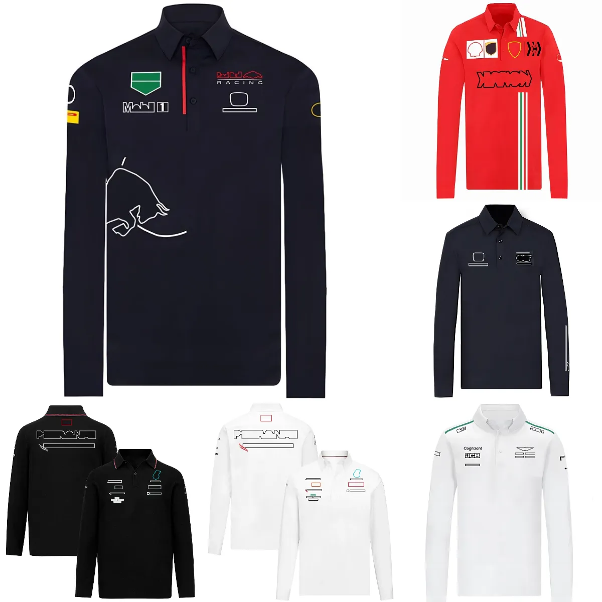 2024 F1 Modna czarna koszulka polo z długim rękawem koszulka Polo Formula 1 Mundur Racing Suit Koszulki Summer New Mens Casual Jersey