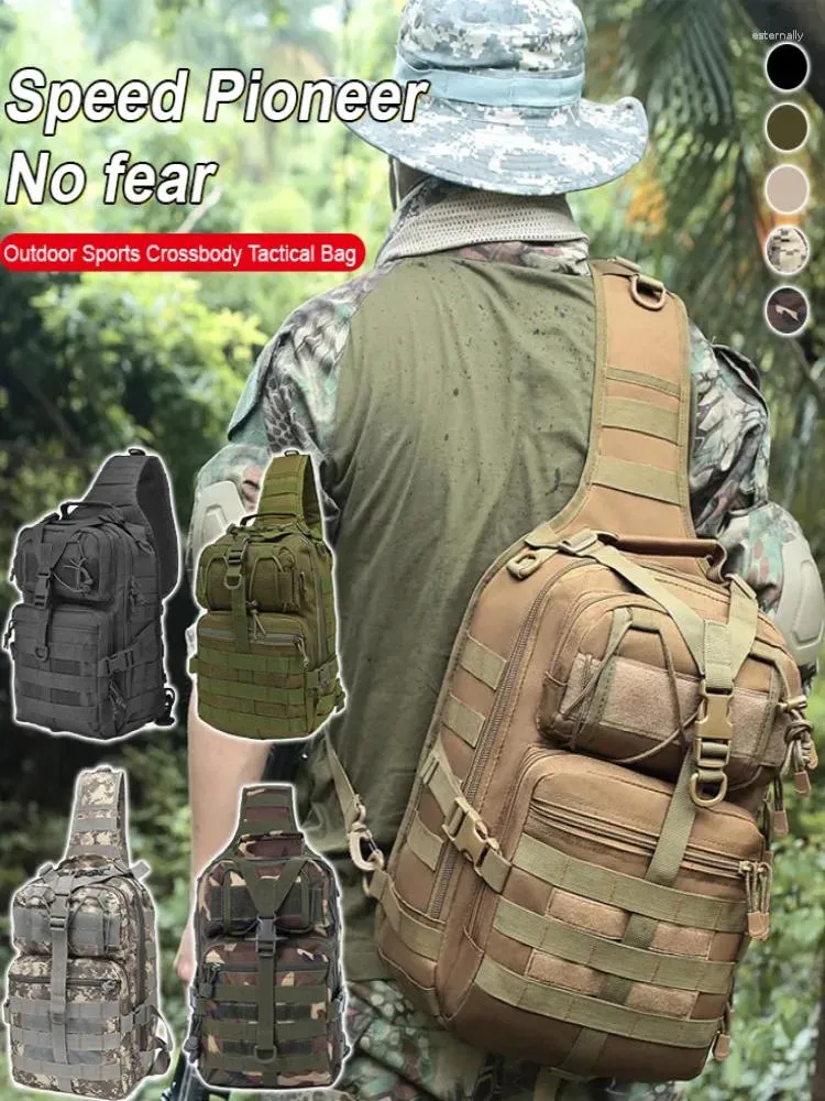 Sacs de rangement Sports extérieurs Body Tactical Daypack Camouflage Oxford Sac à poitrine imperméable Paquet d'épaule Pack de camping