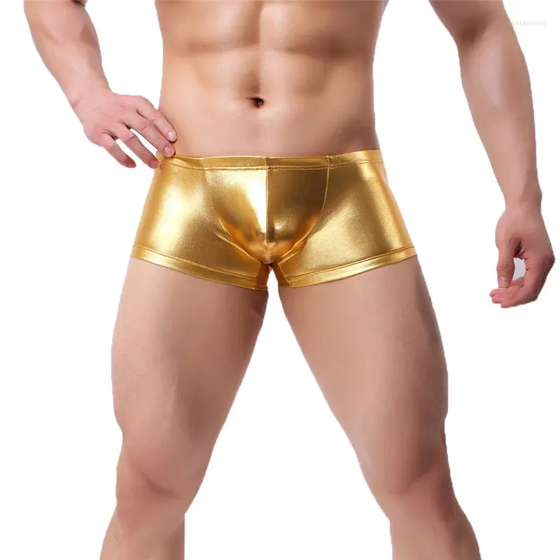 Sous-pants pu sexy Men Underwear Boxer Shorts pour hommes Houstable Nylon Male Pantes CUECAS GAY SHINY DROSSHING