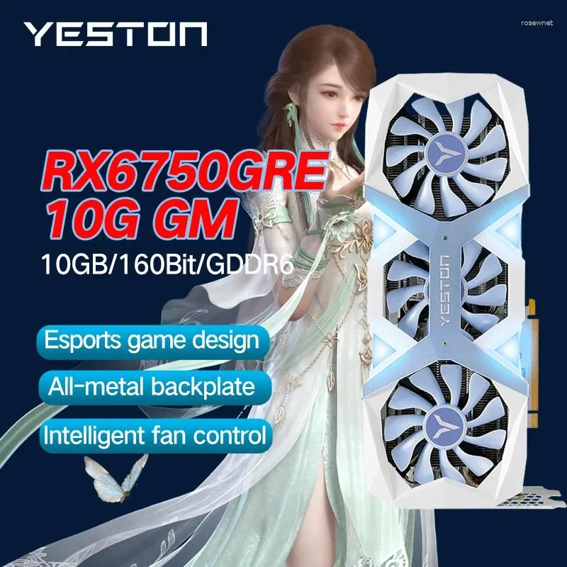 Graphics Cards Yeston RX6750 RX 6750 GRE 10G Card GDDR6 AMD 7NM 160Bit 8Pin Video Placa De