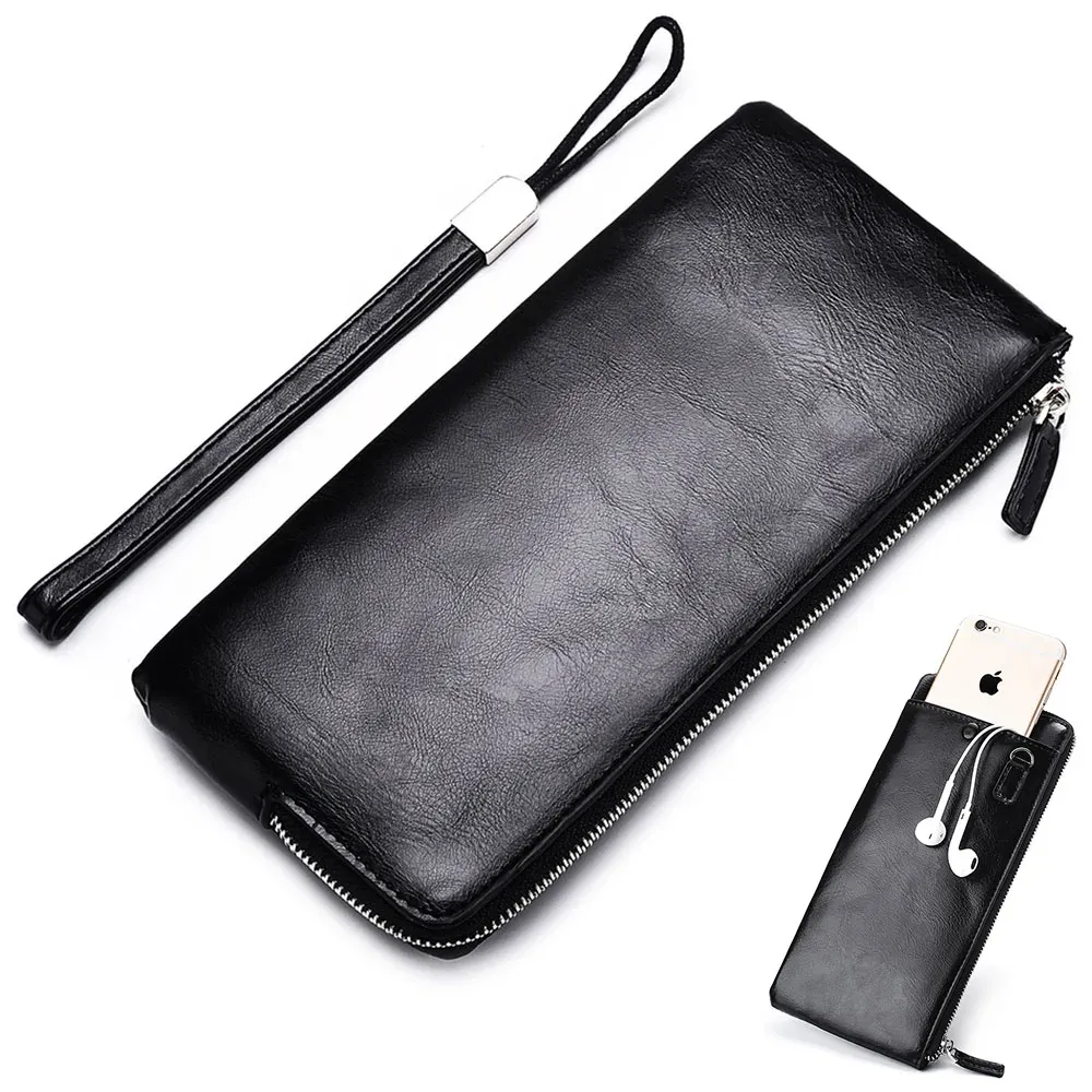 Wallets Men's Wallet Zipper Mobile Phone Bag Ultrathin Wallet Large Capacity Cell Phone Case Multicard Slot Card Case for Male Use