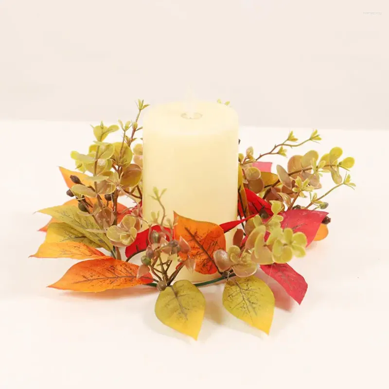 Dekorative Blumen 20 cm Herbst Kerzenringe Kränze Leichtes Seidenstoff Ernte Girlandentisch Ornamente für Thanksgiving Halloween