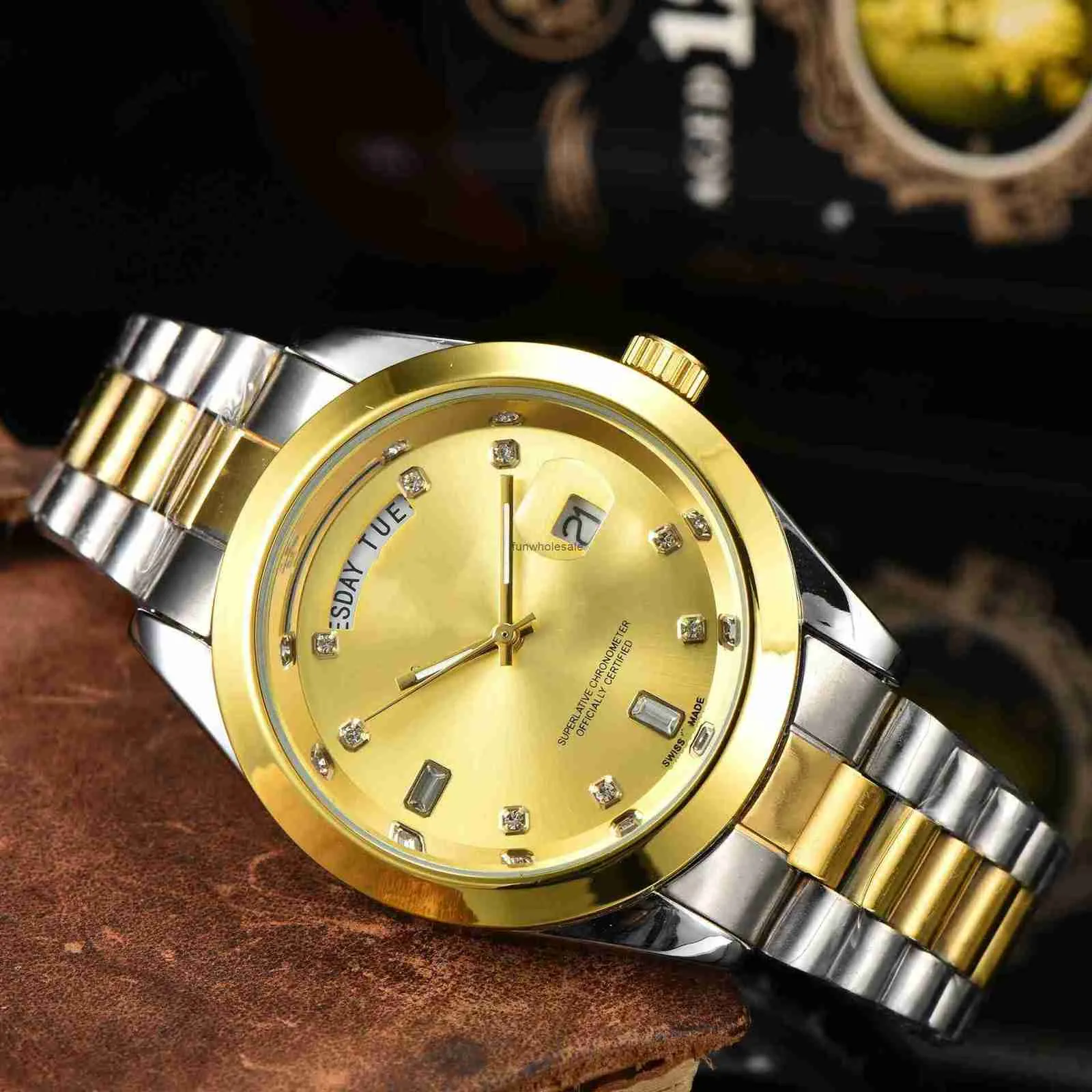 2024 MENS HOT SESSILL DUBBELA KALENDAR 3-PIN Labor Watch Solid Steel Band Watch