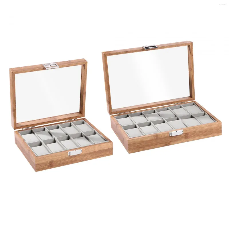 Bekijk dozen hout met afneembaar kussendeksel voor horloges Bangles grote sieraden organisator opslagcase vader cadeau