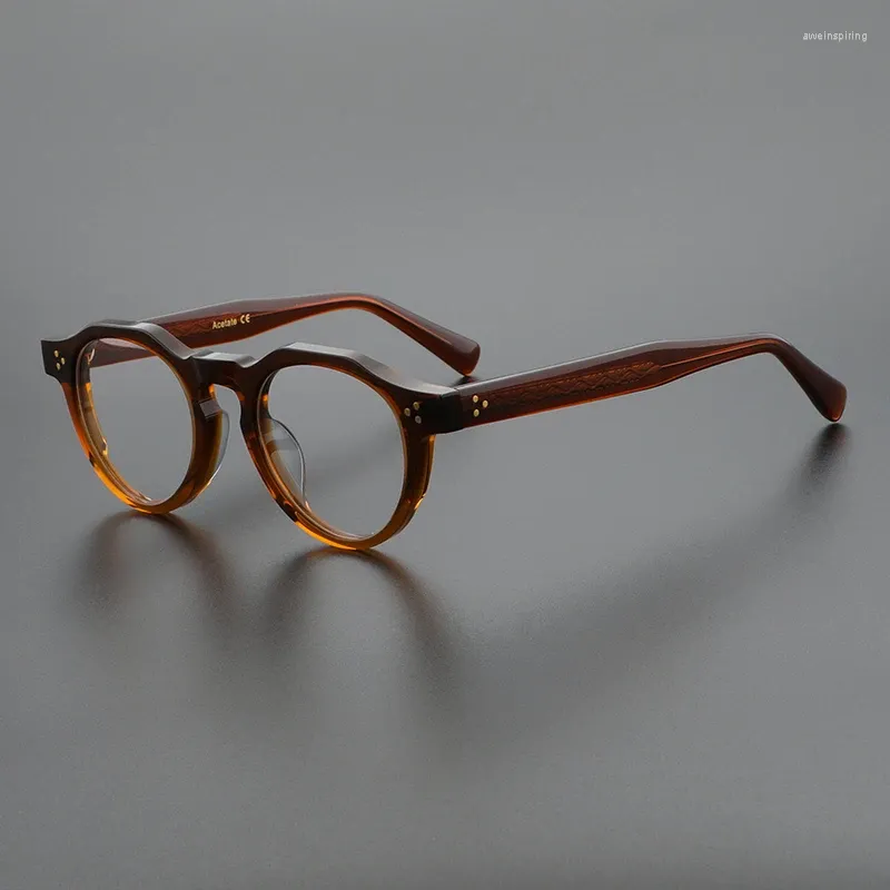 Sonnenbrillen Frames handgefertigt rund japanische Mode Brille Tortoise Acetat Unisex Brille Designer Brand Brand Eyewear