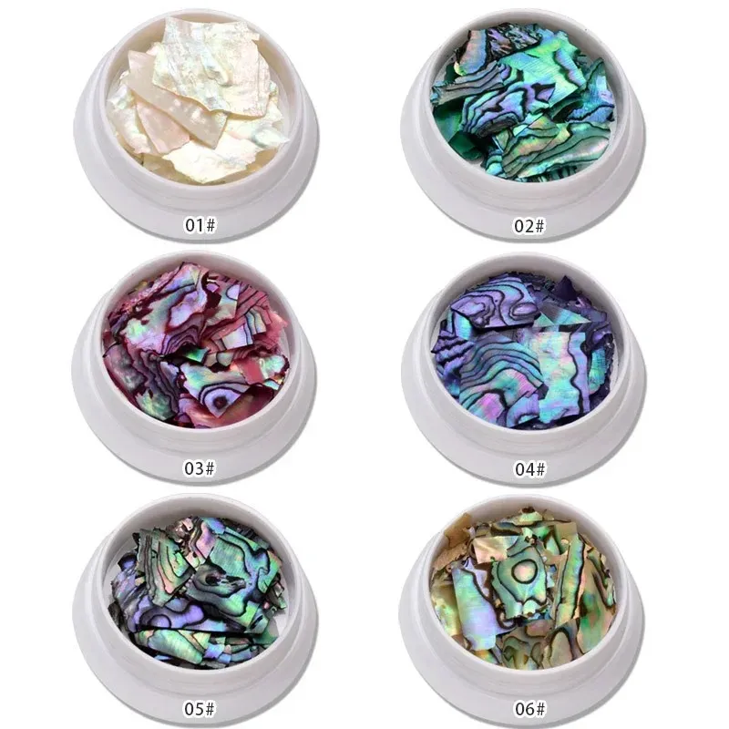 2Jar High Quality Colorful Irregular Natural Sea Shell Texture Thin Abalone Slice Nail Art Sequins Manicure Decals Tip