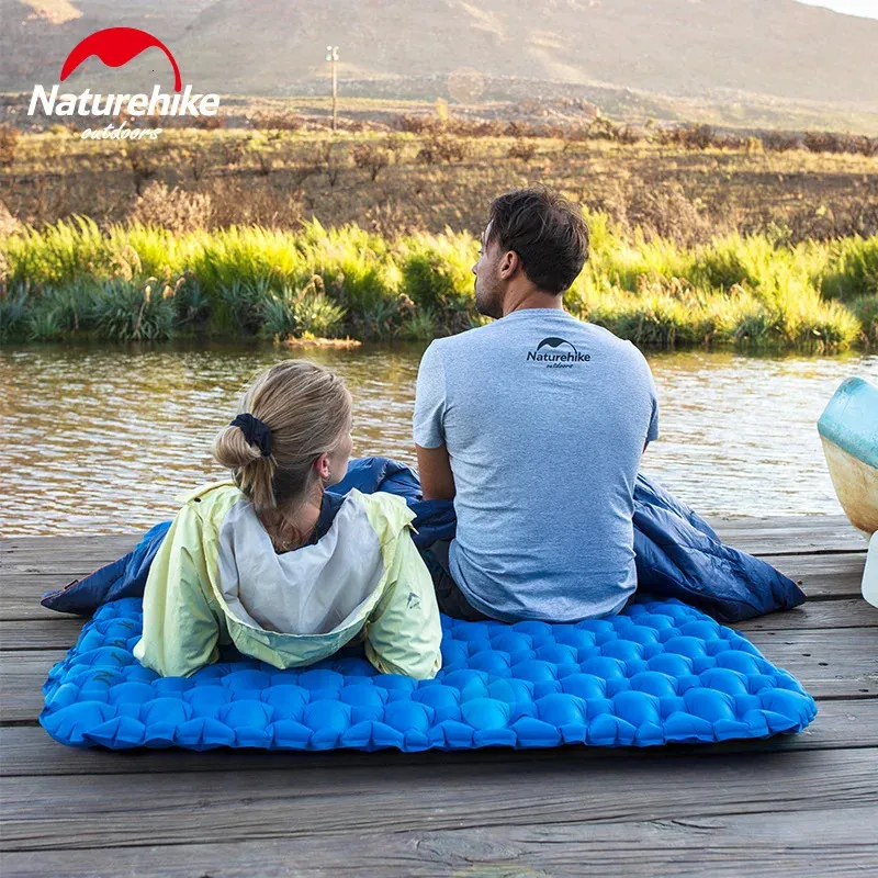 Outdoor Camping Inflatable Cushion Moisture-proof Sleeping Bag Mattress Mat Pad With Inflatable Bag For 2 Persons 240416