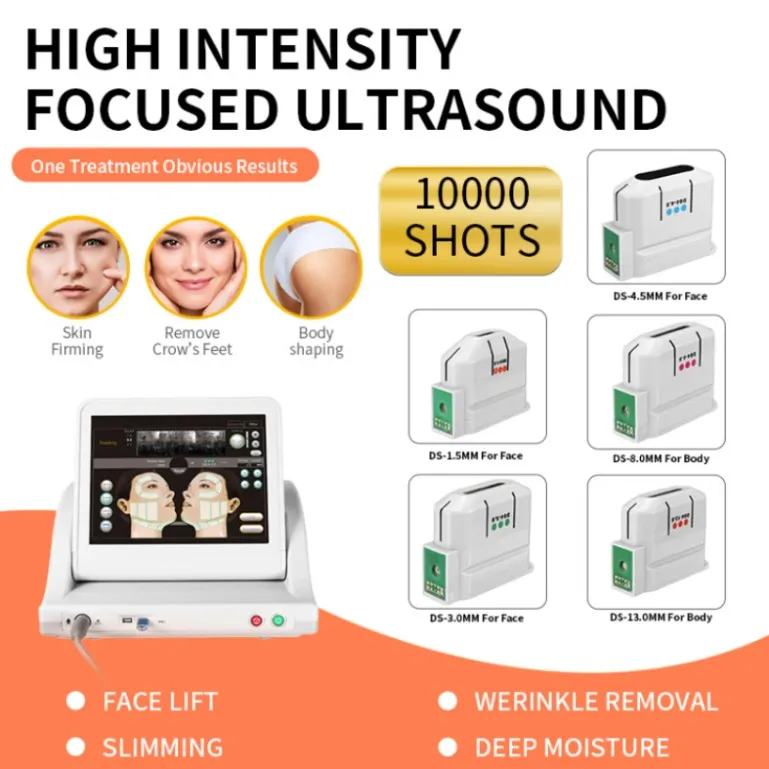 Portable Slim Equipment Effective Strong 10000 Shots Hifu Cartridges Focused Ultrasound Face Lift Head Ce Via Dhl