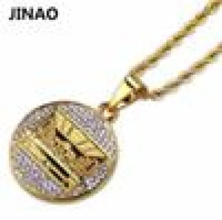 Jinao Hip Hop Men Men Women Bling Jewelry Necklace Gold Color Iced Out Micro Crystal The Last Supper Necklace Pendant Rope Chain2854212
