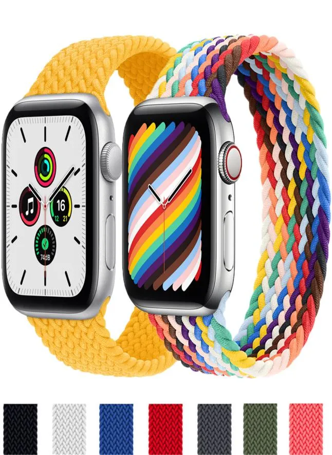 Pętla Solo Pętla do Apple Watch Band 44 mm 40 mm 45 mm 41 mm Nylonowy elastyczna bransoletka pasa Iwatch 3 4 5 SE 6 7 Pasek3161373