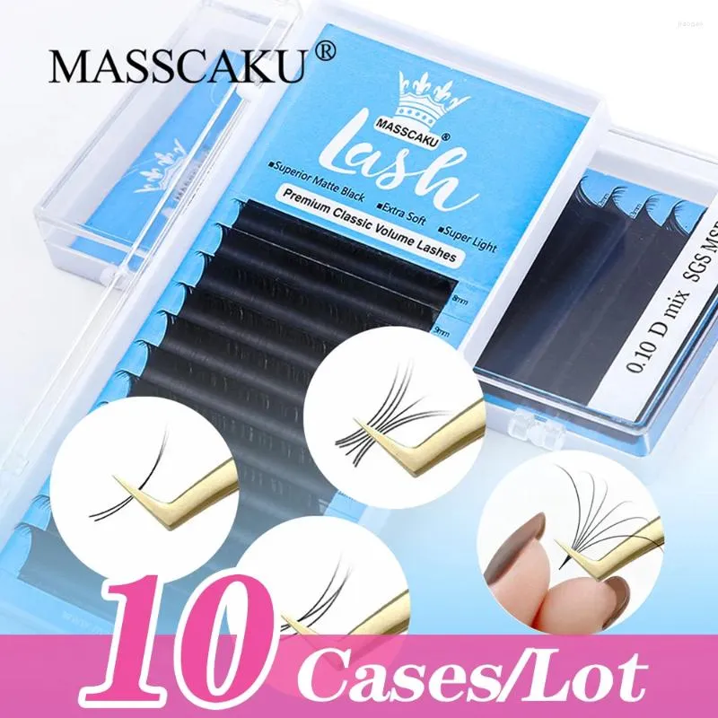 Faux de cils 10 cases / lot Masscaku Cashmere Lash Classic Individual Essonisons Volume Fans Volume MAVIL MATTE BLACK CILIOS