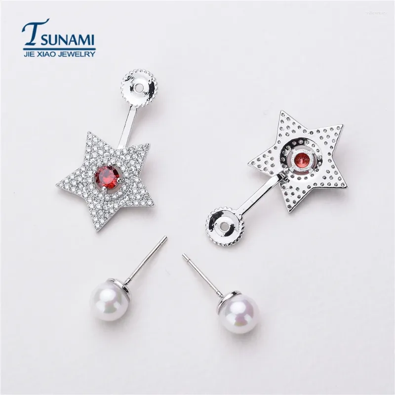 Dangle Earrings Tsunami DIY Five-pointed Star Flexible Pearls Rhinestone Flashing Drop Korean Style Gifts Fashion Girl